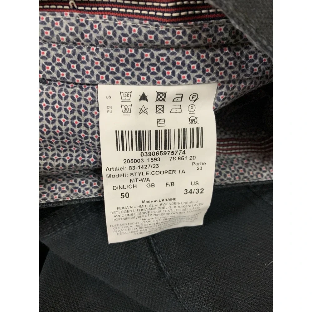 Brax Cooper Fancy Navy Straight Leg Pants 34x32 Regular Fit Classic